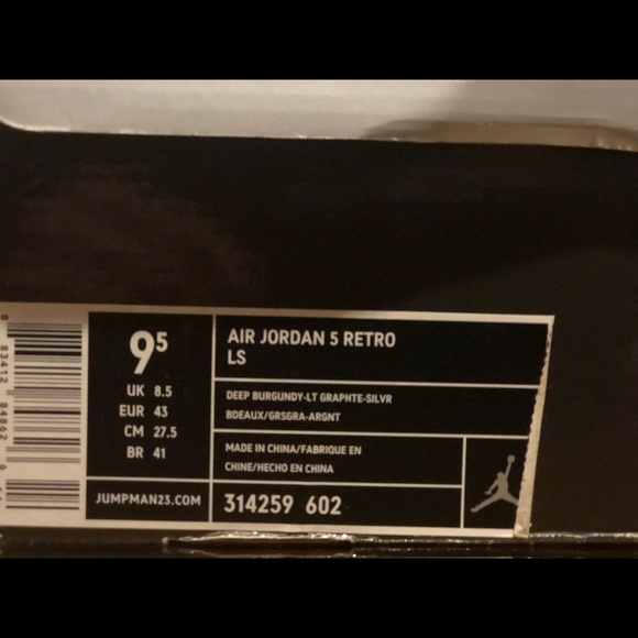 ❗️SOLD❗️Brand new Air Jordan Burgundy retro 5 - Picture 6 of 6